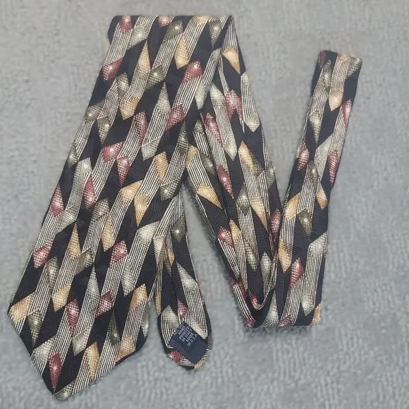 VTG JOS A BANK Premier Collection Geo Hand Swen All Silk Tie Italy 57" - Picture 2 of 8